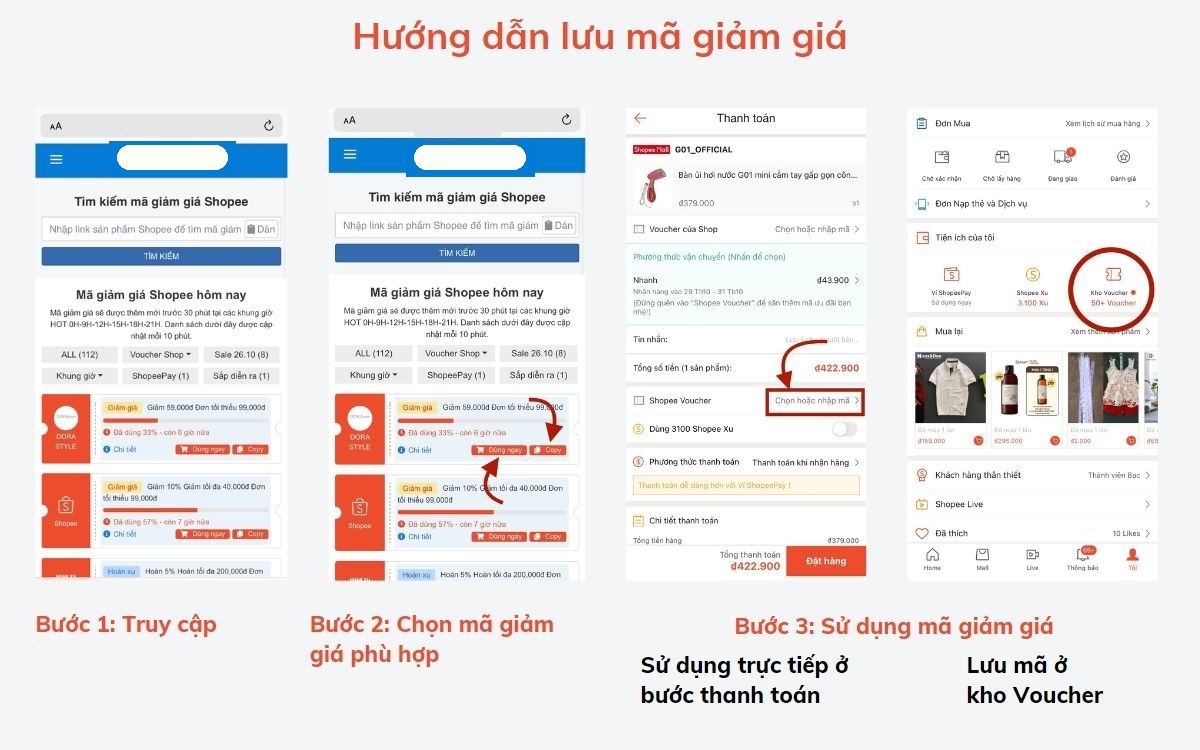 Hướng dẫn lưu mã giảm giá Shopee
